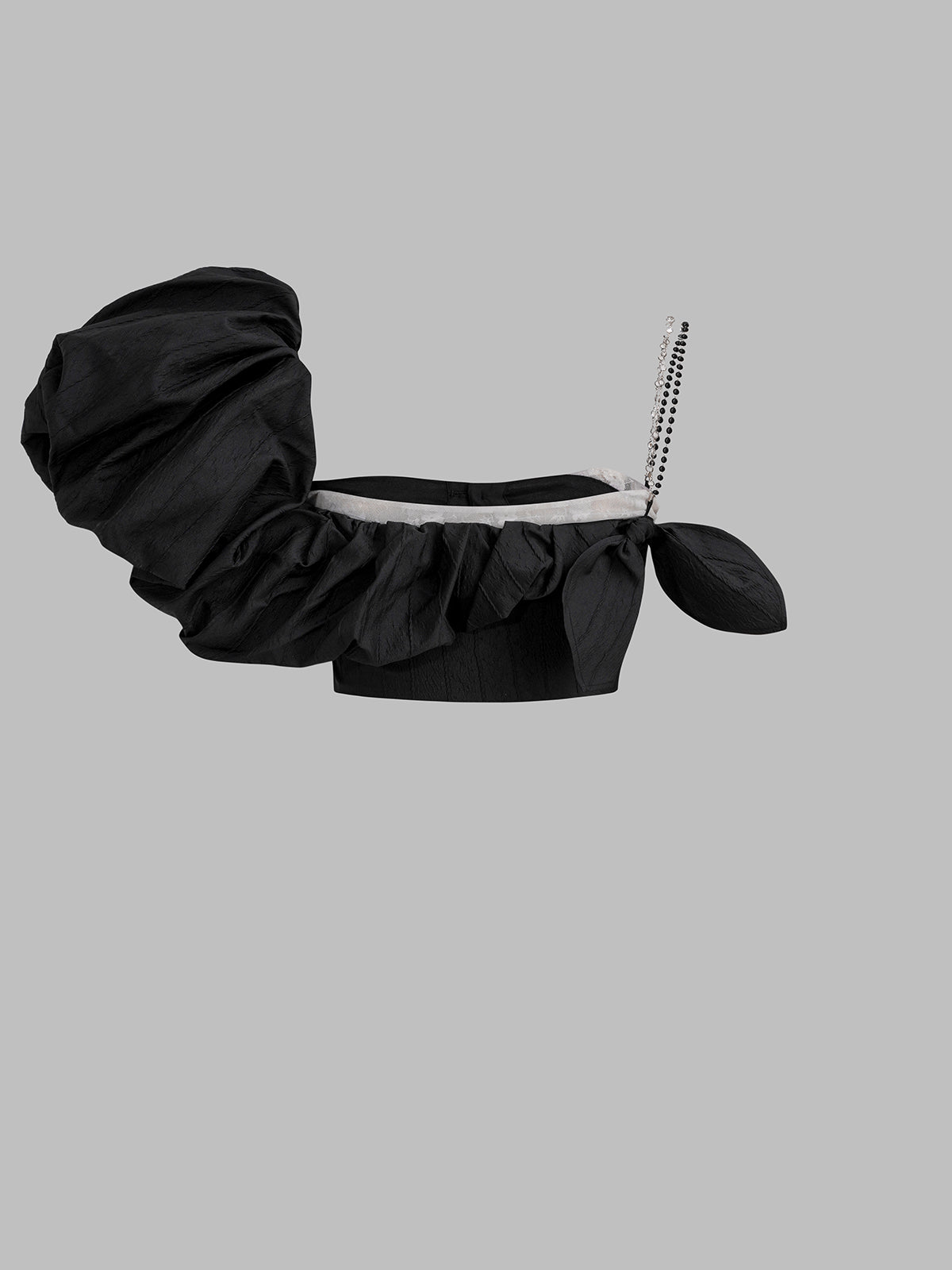 Unbalanced Crush Bubble Top – Ink Black