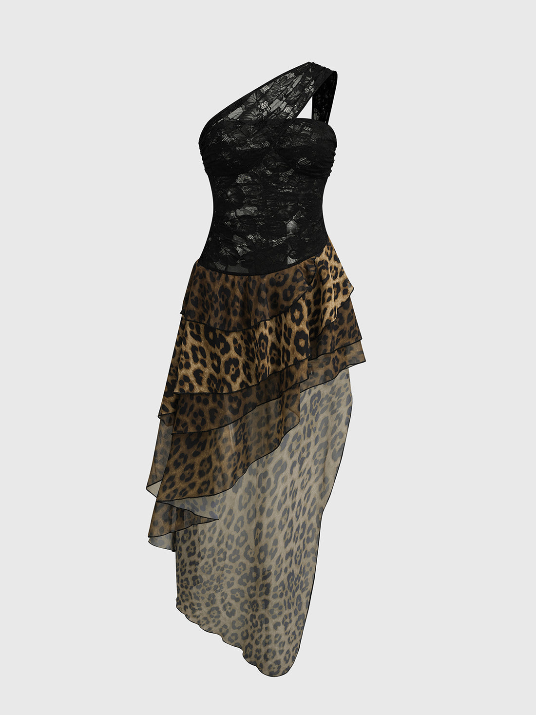 Feral Pattern Asym Maxi Dress - Bronze Leopard