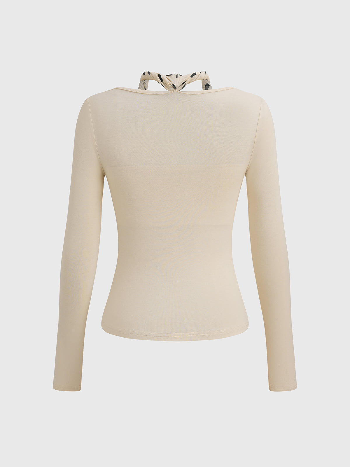 Leopard Glance Sleeve Top – Cream Beige