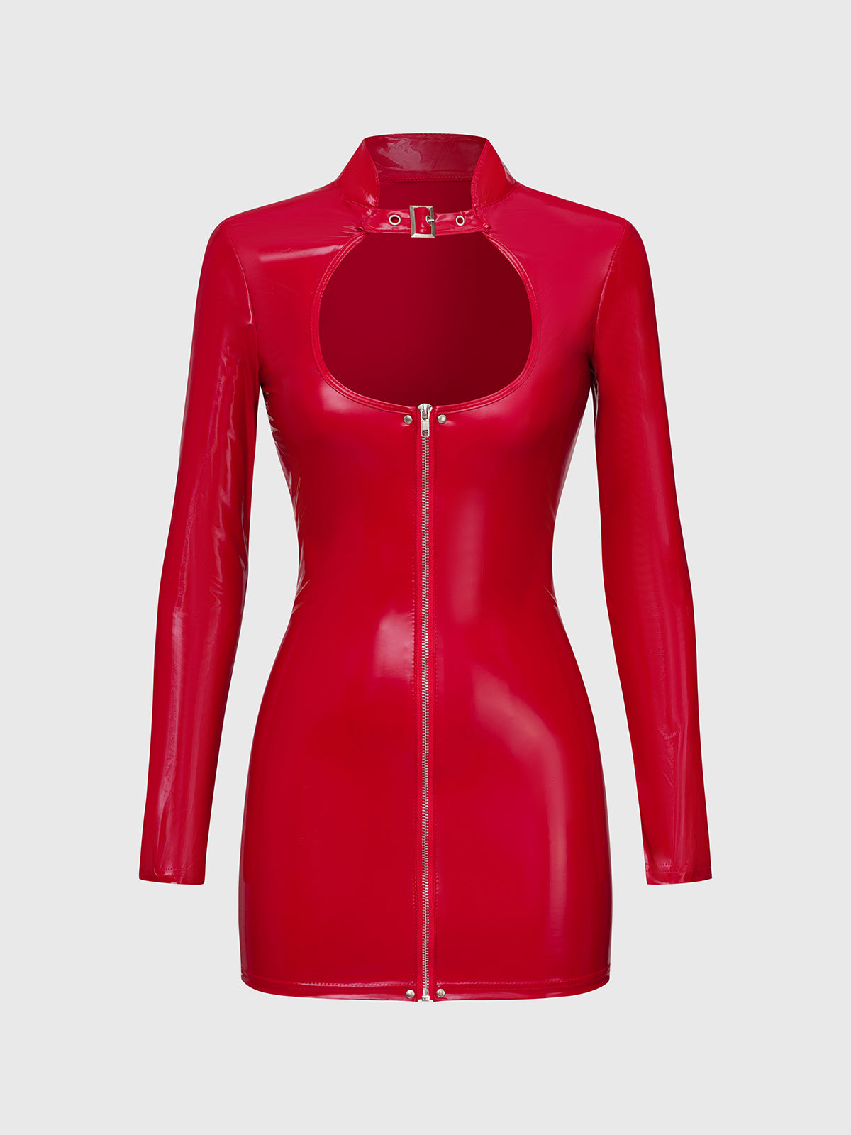 Raise Secured Patent Dress – Victory Red