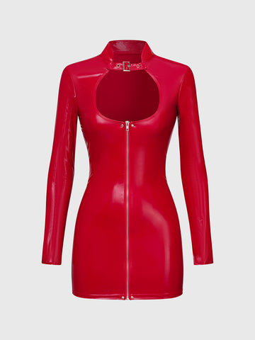 Raise Secured Patent Dress – Victory Red