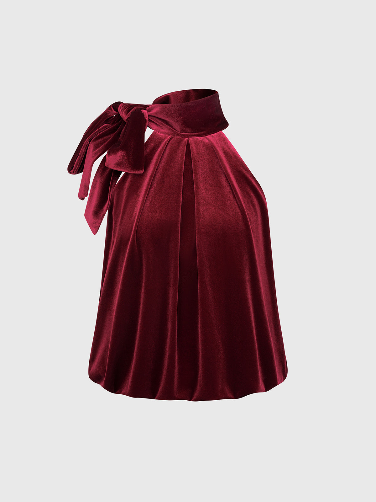 Headliner Velvet Halter Top – Burgundy Red