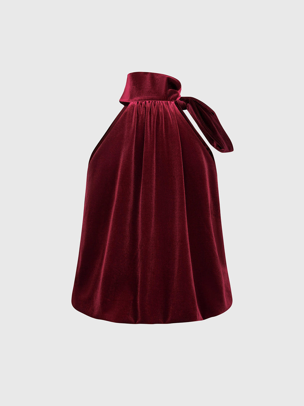 Headliner Velvet Halter Top – Burgundy Red