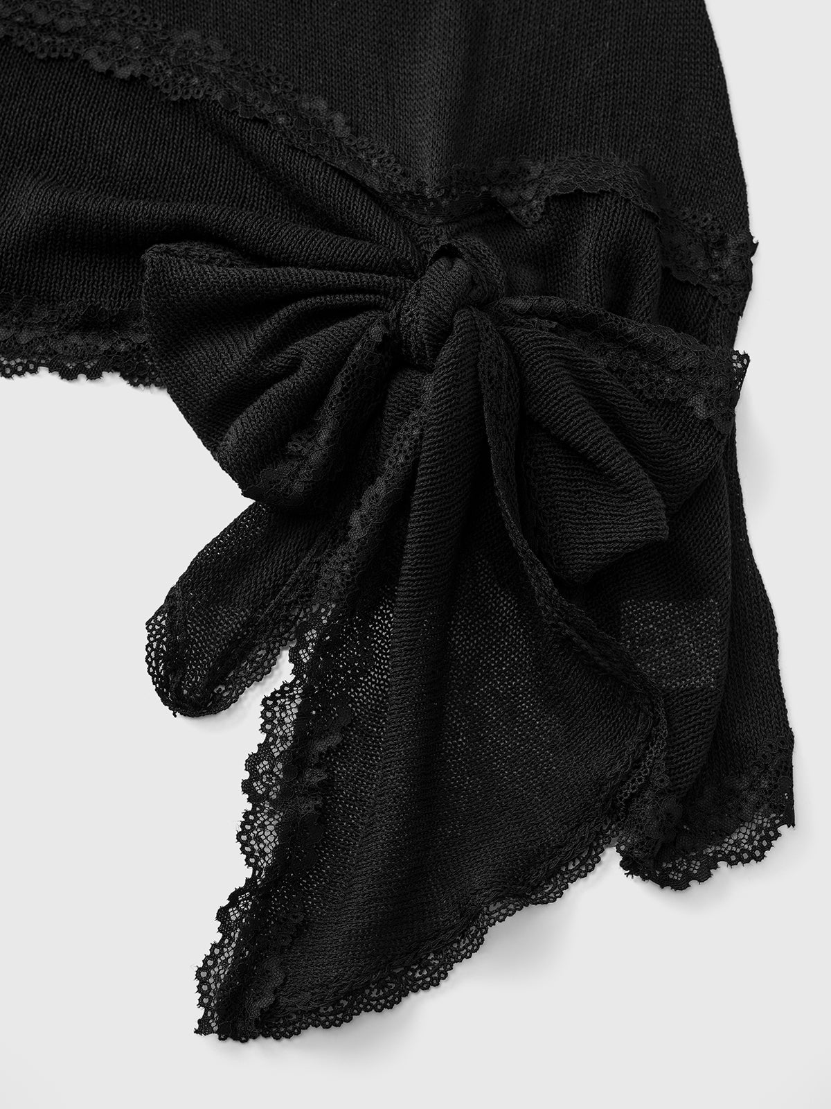 Brick Lane Asymmetric Lace Trim Hem Tank Top - Black