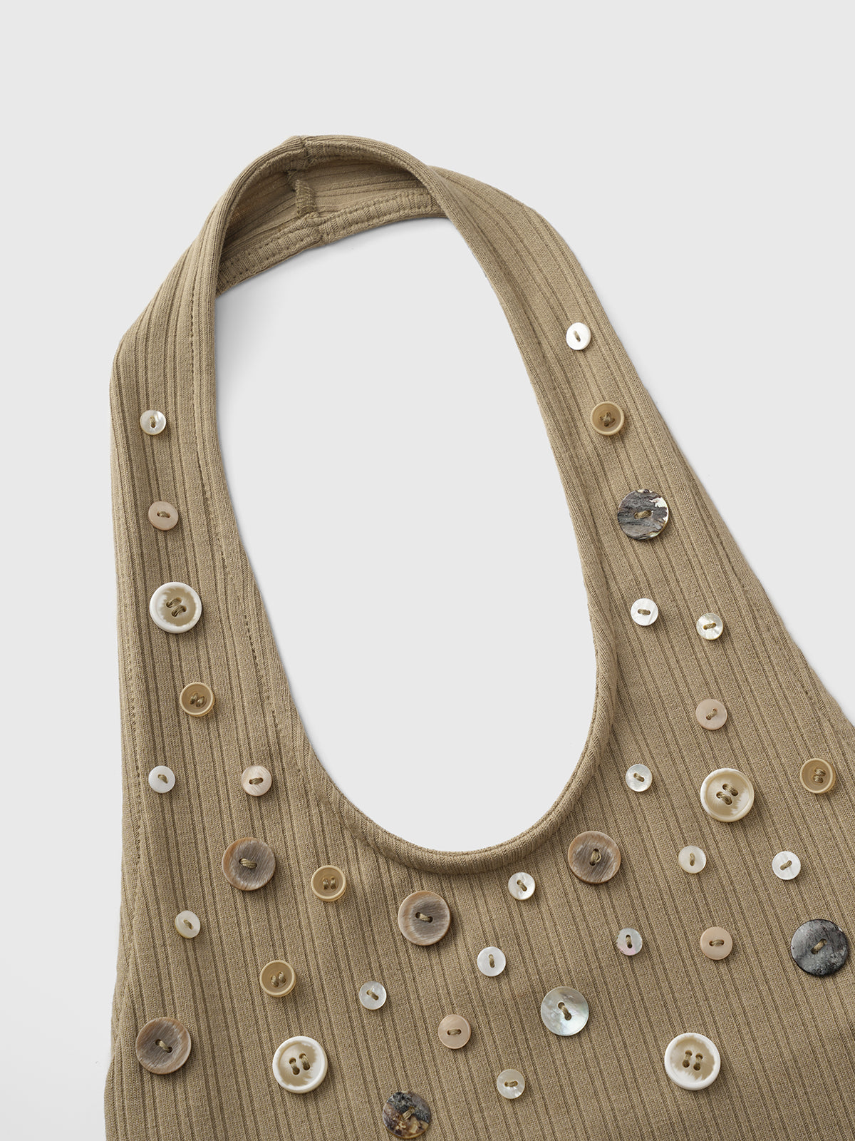 Brick Lane Halter Rhinestone Knitted Tank - Khaki