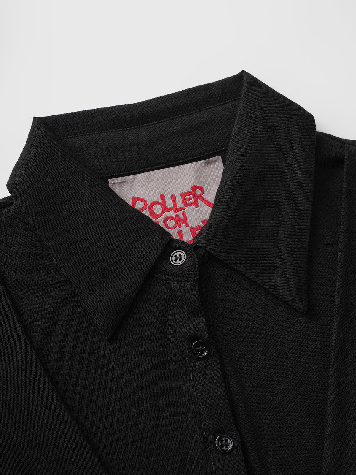 Dolled Office Layered-look V-neck Slim Fit Long Sleeve - Black