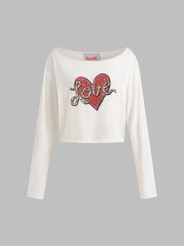 Handle With Care Heart Top – Milk White