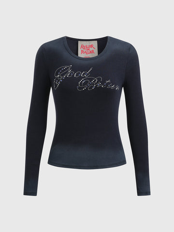 Heat Map Rhinestone Top – Night Black