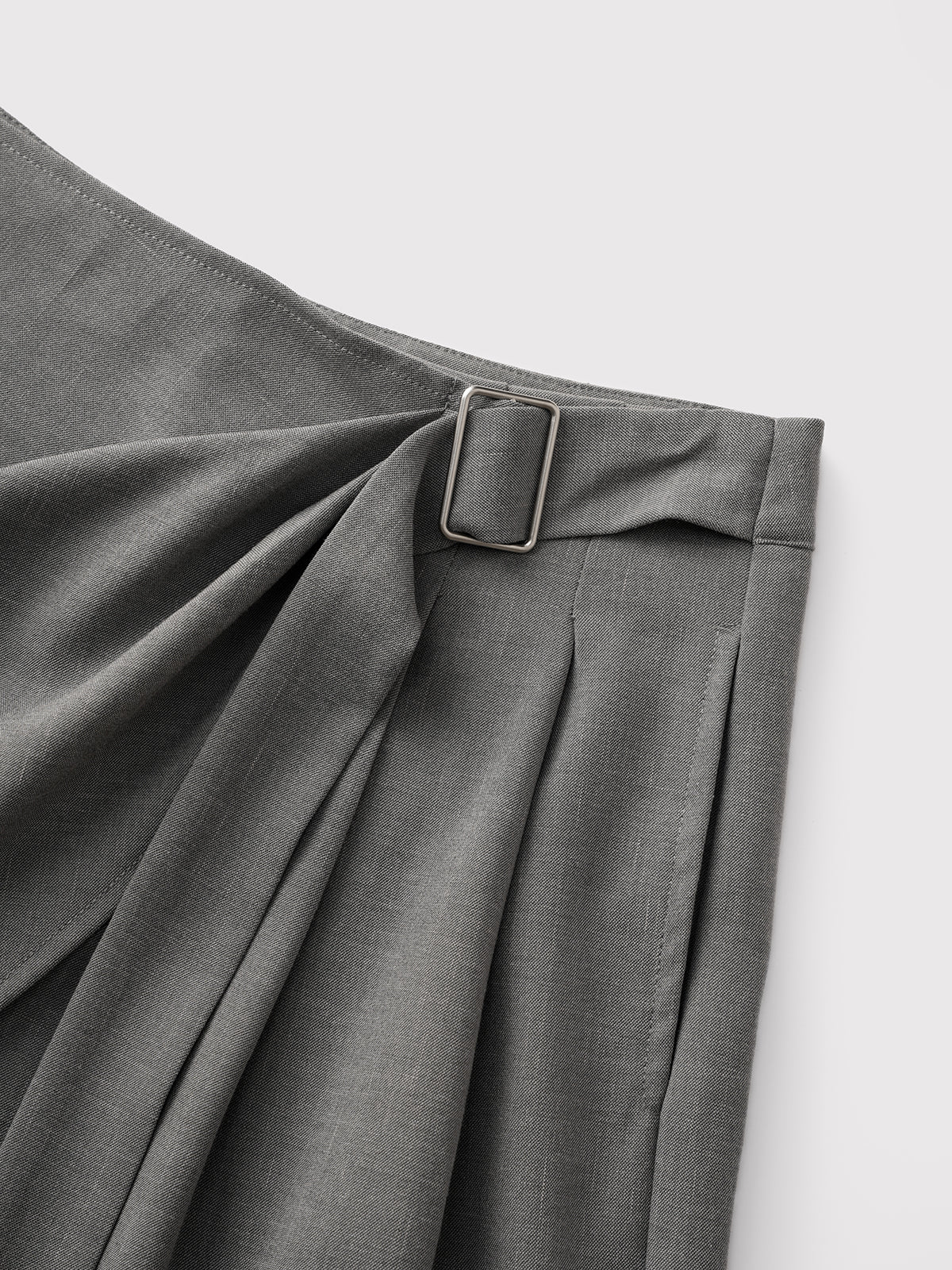 Dolled Office Layered-look Tie-waist Wide-leg Trousers - Grey