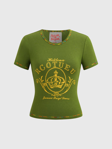 Color Clash Baby Tee – Moss Green