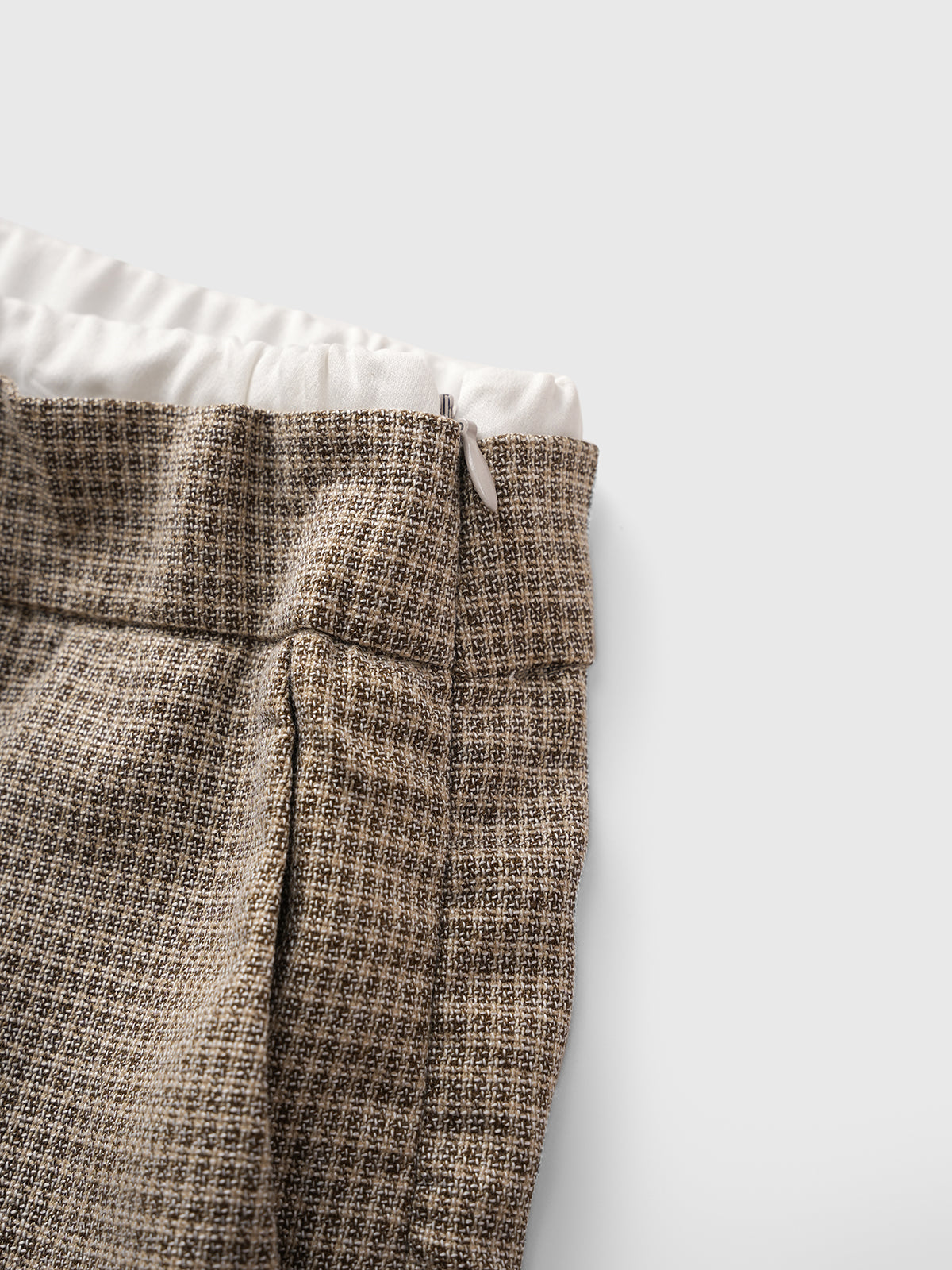 Dolled Office Check Plaid Wide-leg Drawstring Pants - Brown