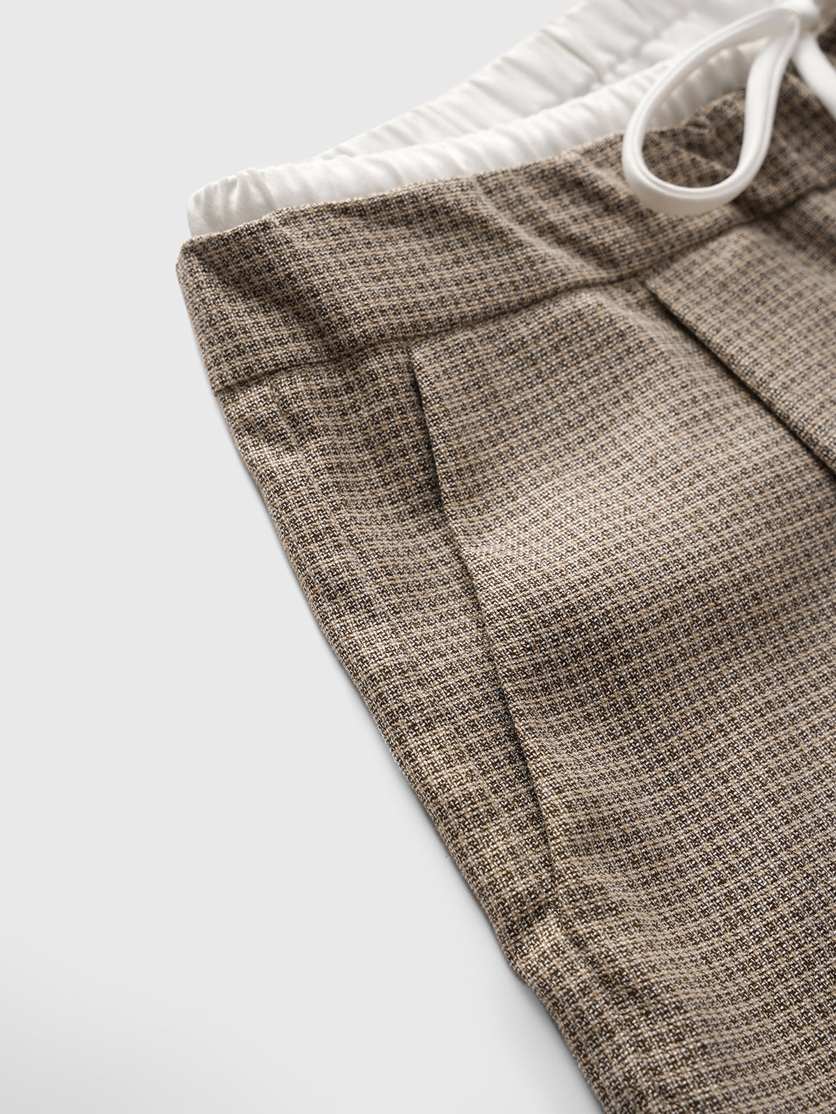 Dolled Office Check Plaid Wide-leg Drawstring Pants - Brown