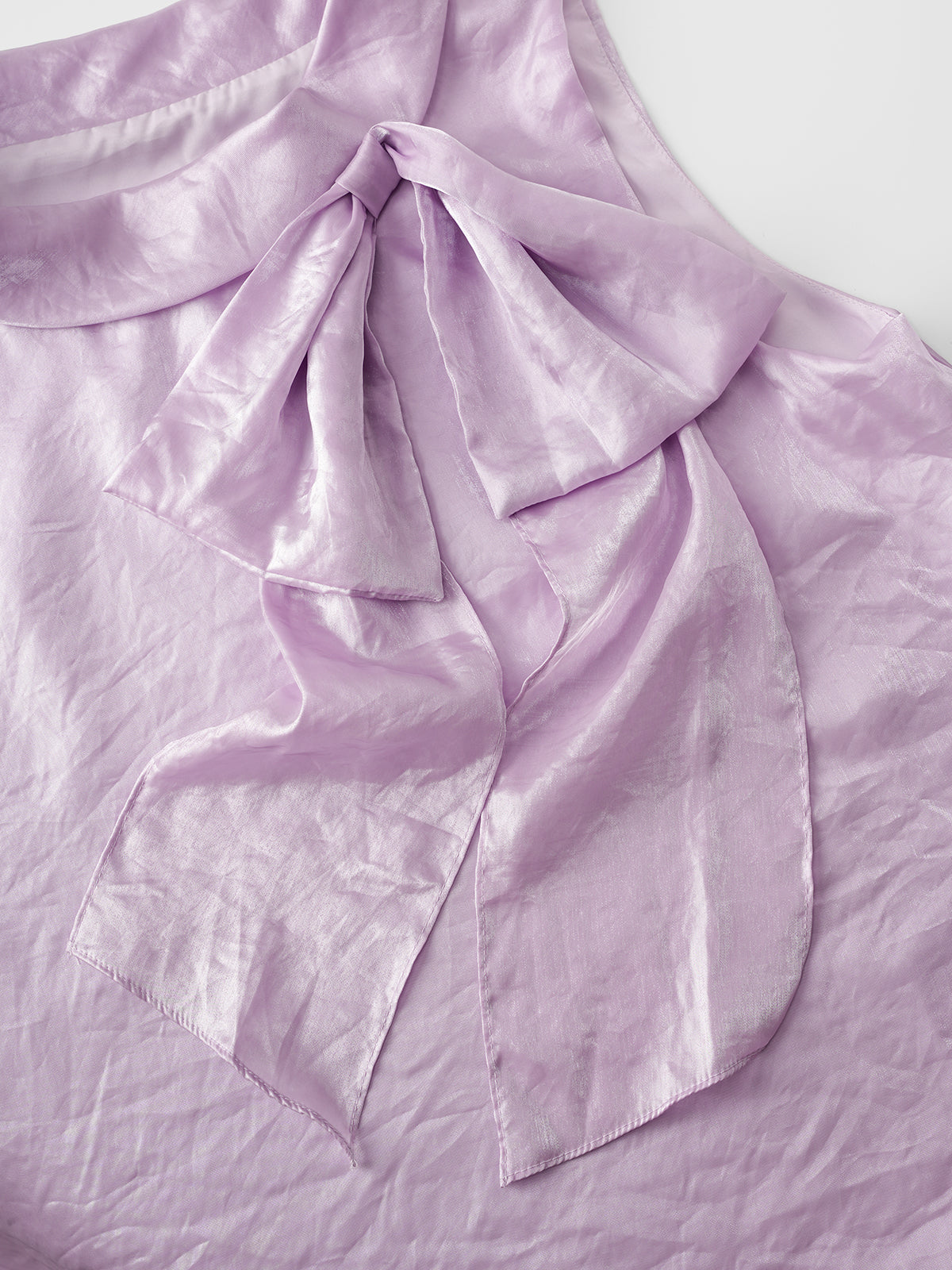 Dolled Office A-line Wedding Bow Detail Sleeveless Top - Lilac