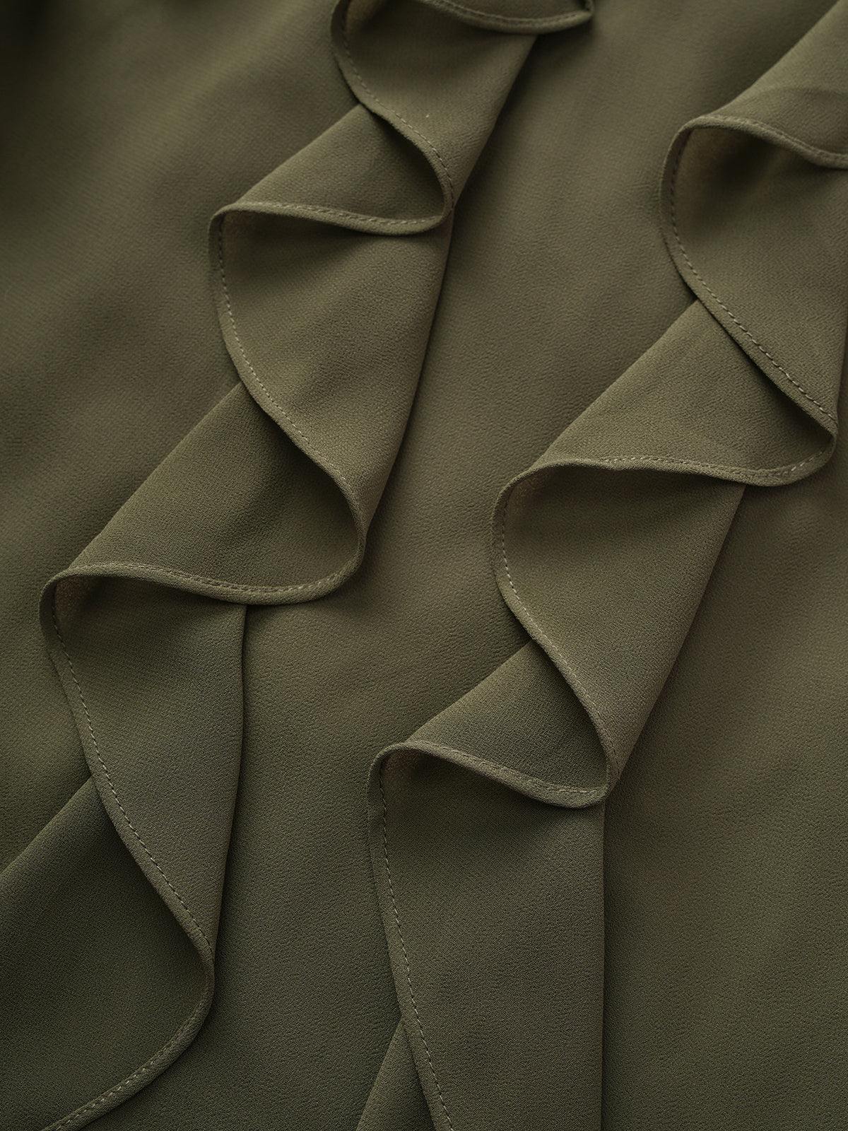 Brick Lane Asymmetric Ruffle Belted Skirt - Olive