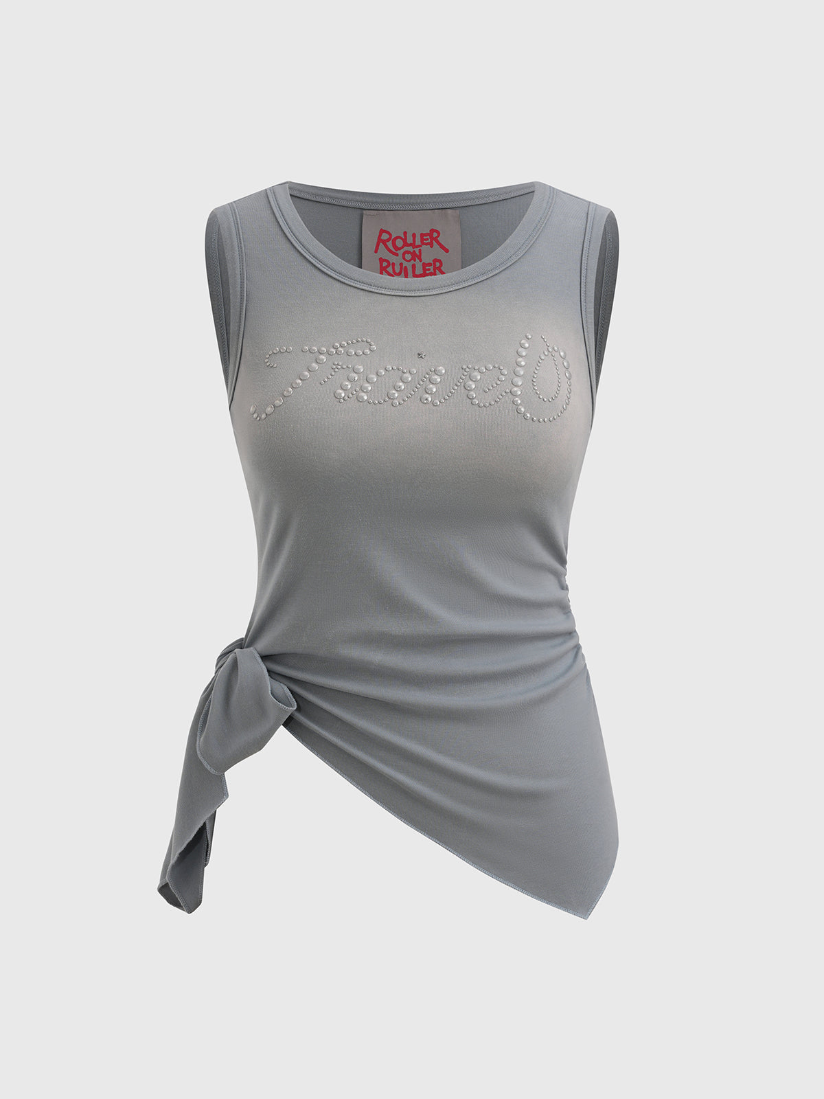 Tilted Shine Asymmetric Top – Stone Grey