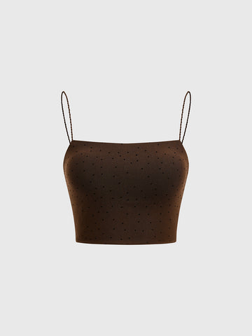 Spotted Cocoa Mesh Cami – Chocolate Brown