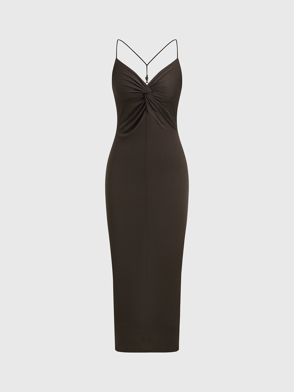 Held Gaze V-Neck Dress – Dark Cocoa