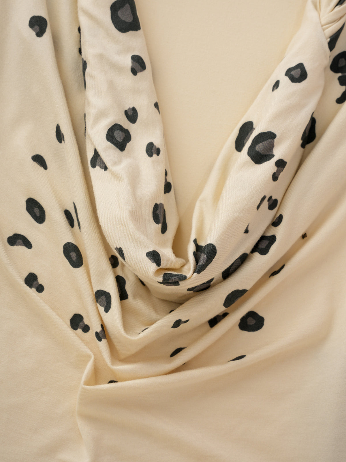 Leopard Glance Sleeve Top – Cream Beige