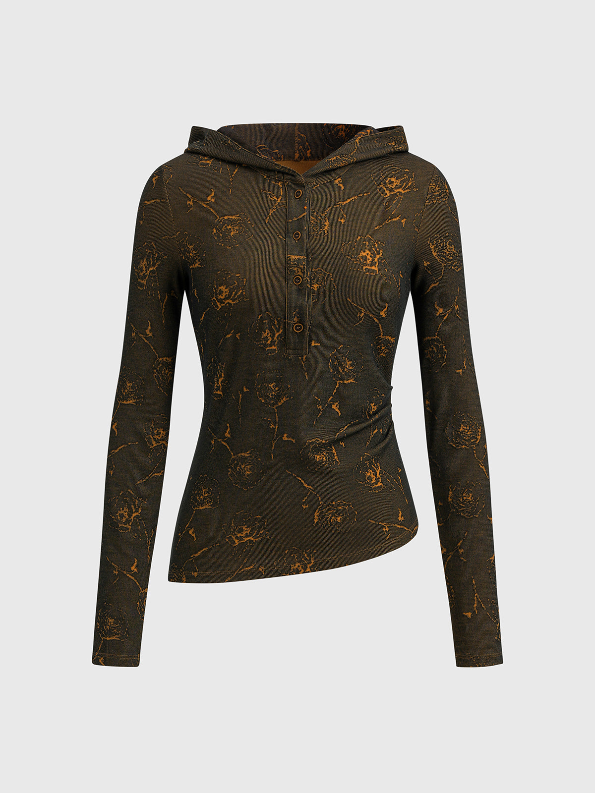 Heat Trace Contrast Sleeve Top – Burnt Umber