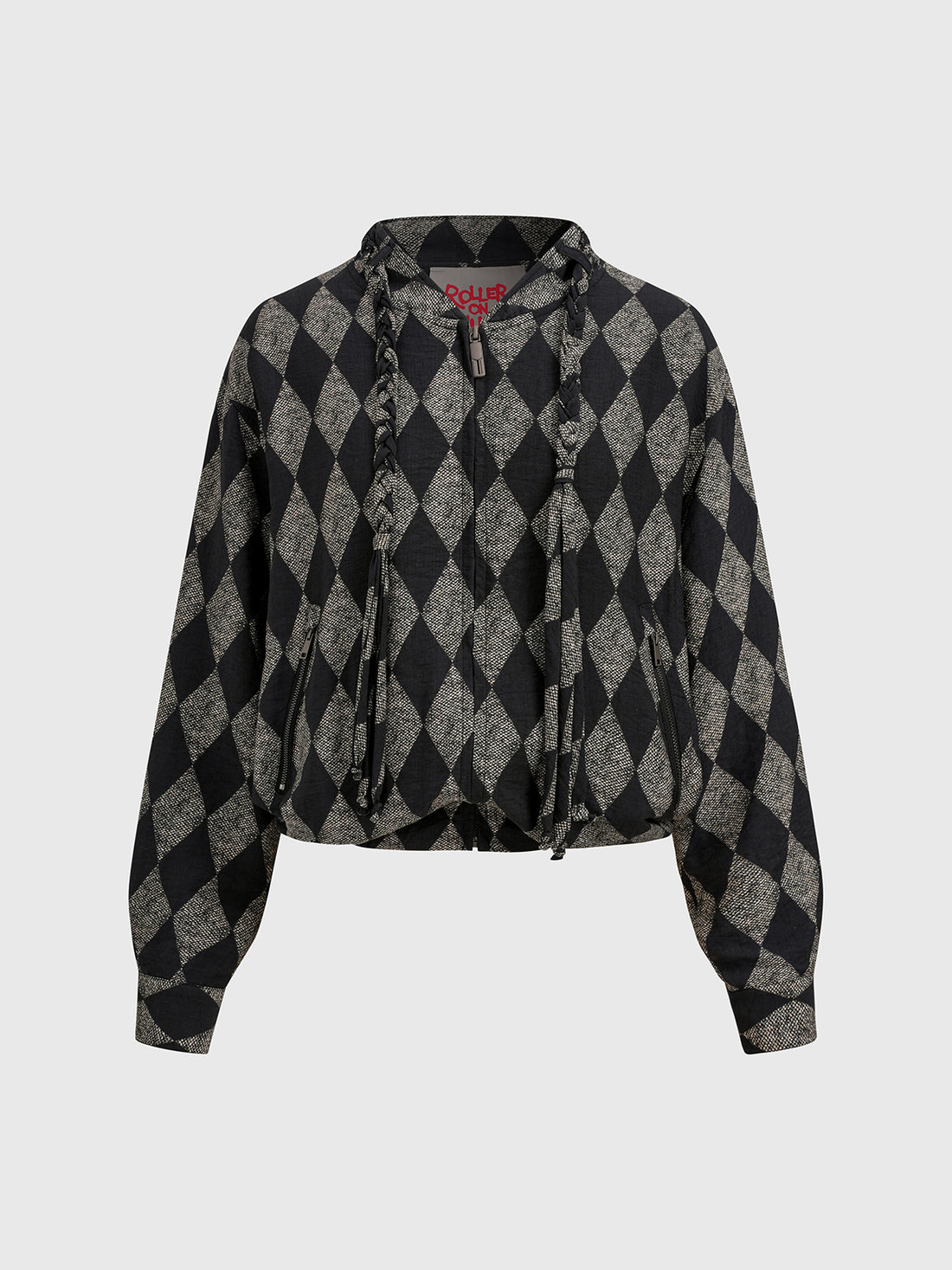 Lockstep Check Cropped Jacket – Ink Grey