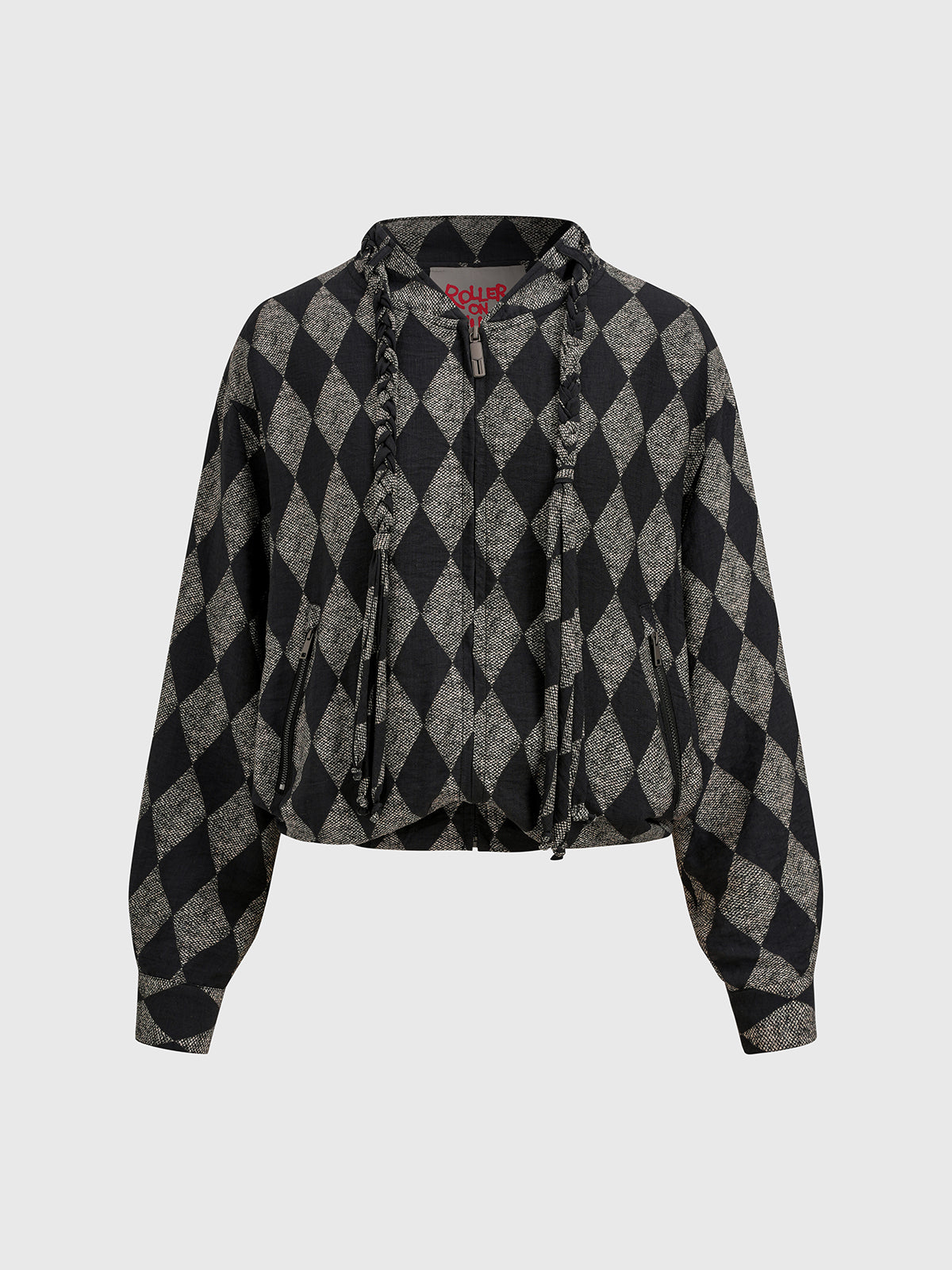Lockstep Check Cropped Jacket – Ink Grey
