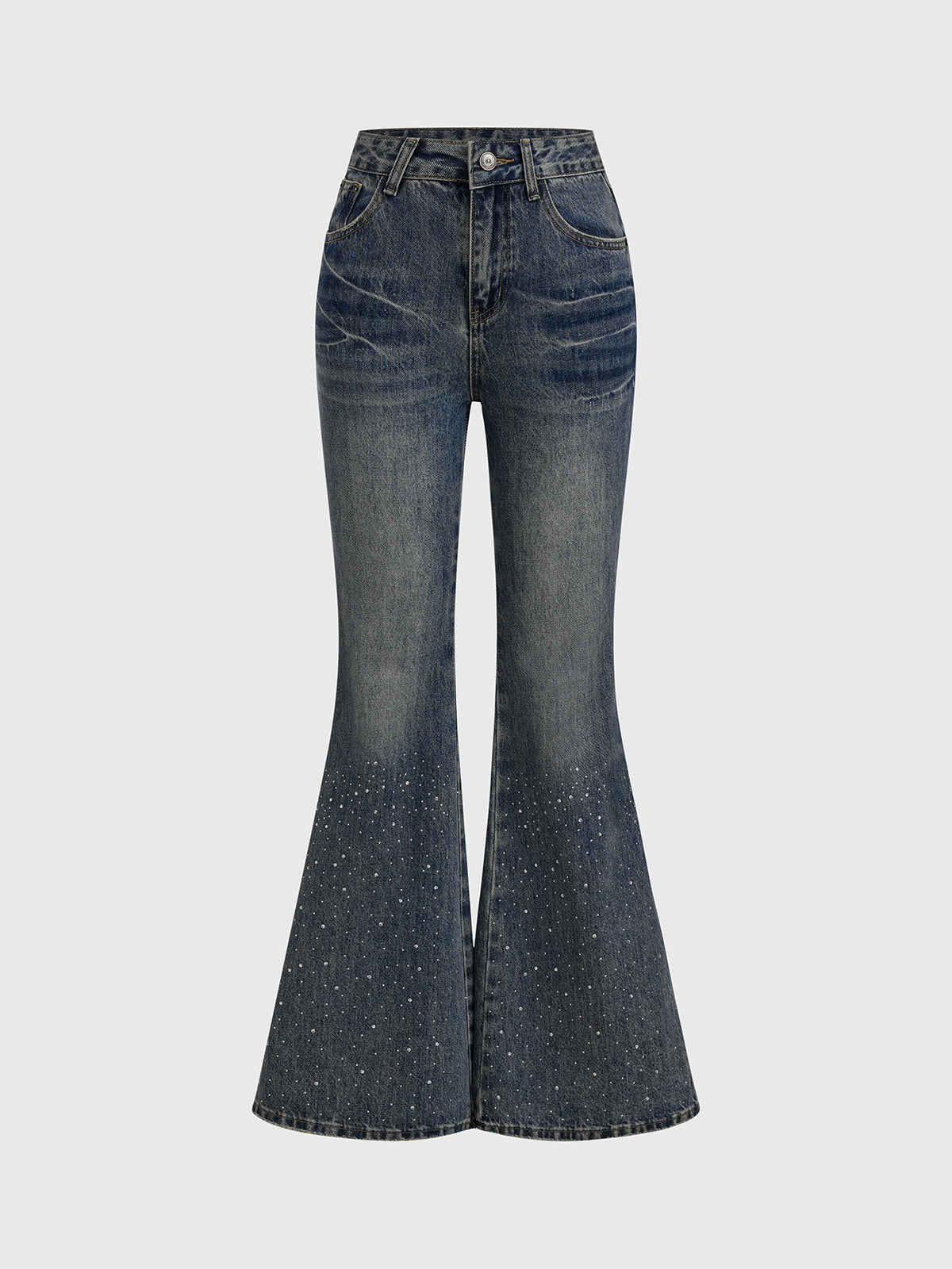 Low Glow Crystal Flare Pants – Deep Denim