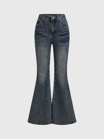 Low Glow Crystal Flare Pants – Deep Denim