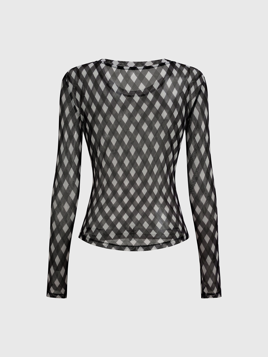Grid Tease Mesh Sleeve Top – Shadow Black