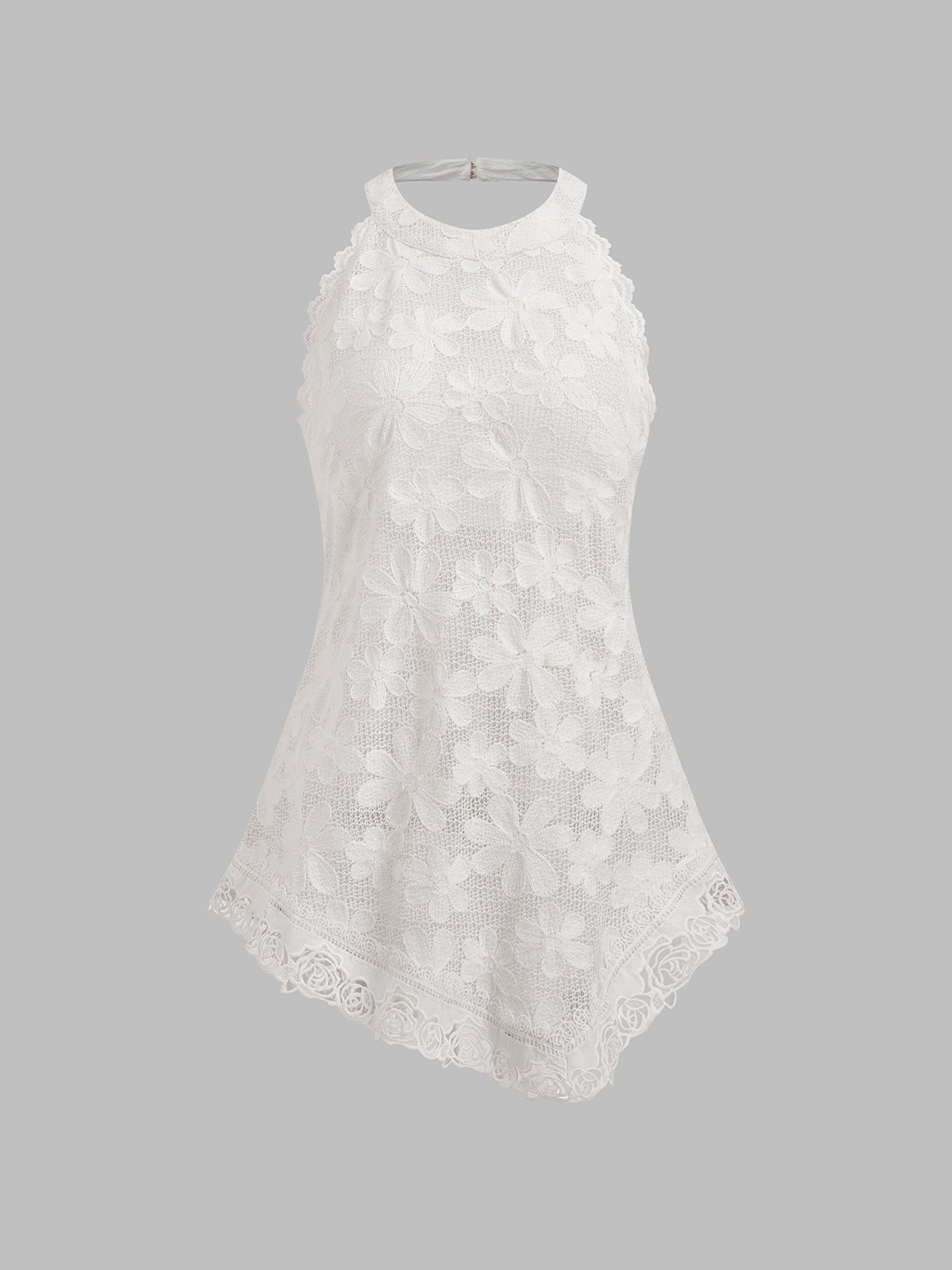 Hold Me Twice Lace Halter Tank – Bone White