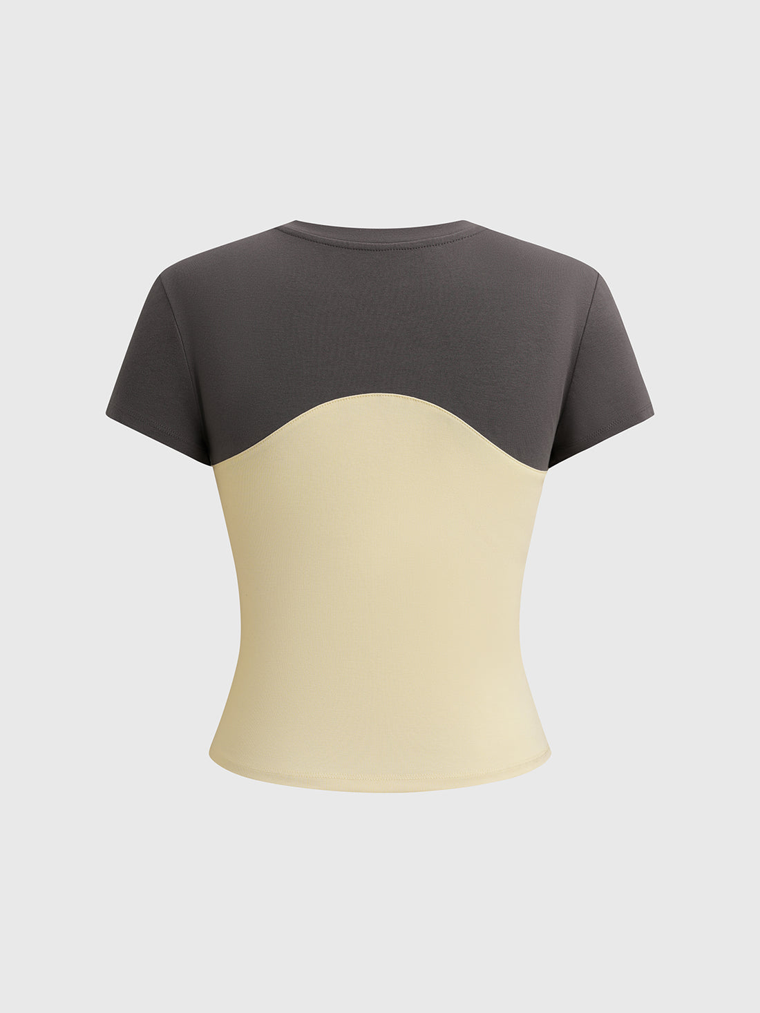 Brick Lane Layered-look Contrast Color Tee - Grey/Yellow