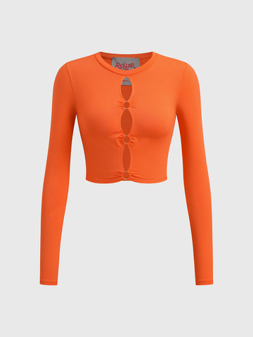 Brick Lane Tie-front Cropped Cardigan - Orange
