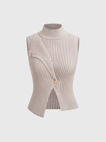 Dolled Office Skimming Asymmetric Stripe Vest Top - Pink