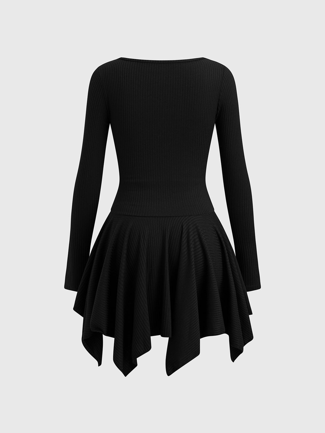Brick Lane V-neck Asymmetric Hem Mini Dress - Black