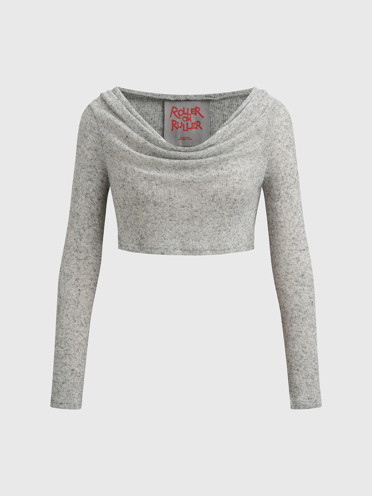 Brick Lane Skimming V-neck Cropped Stripe Long Sleeve - Grey