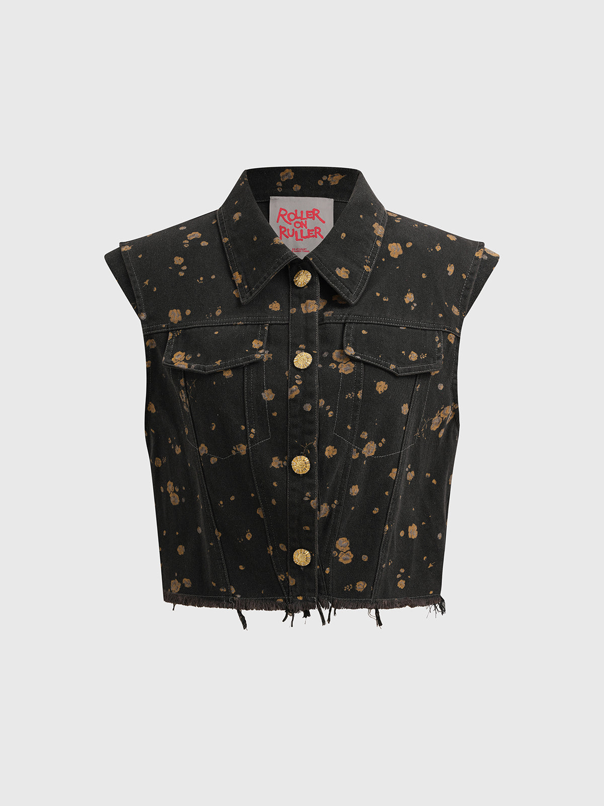 Brick Lane Baggy Splash-ink Utility Cargo Vest - Black
