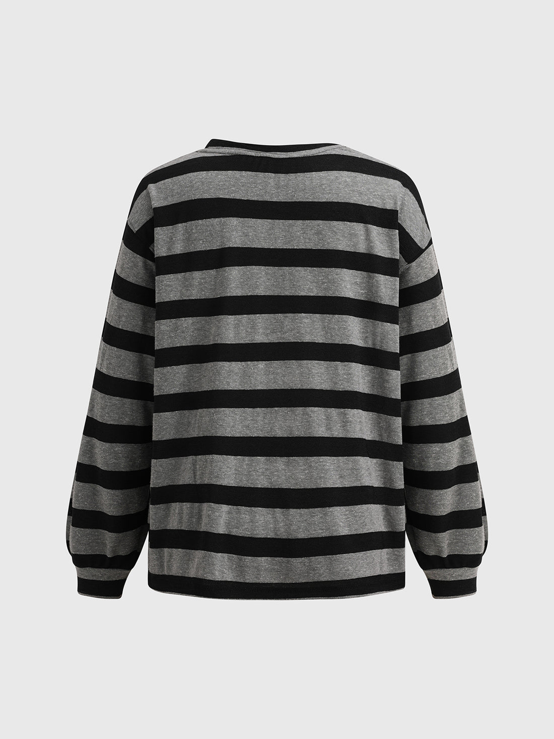 Co-ed Dorm Baggy Stripe Graphic Long Sleeve - Grey/Black