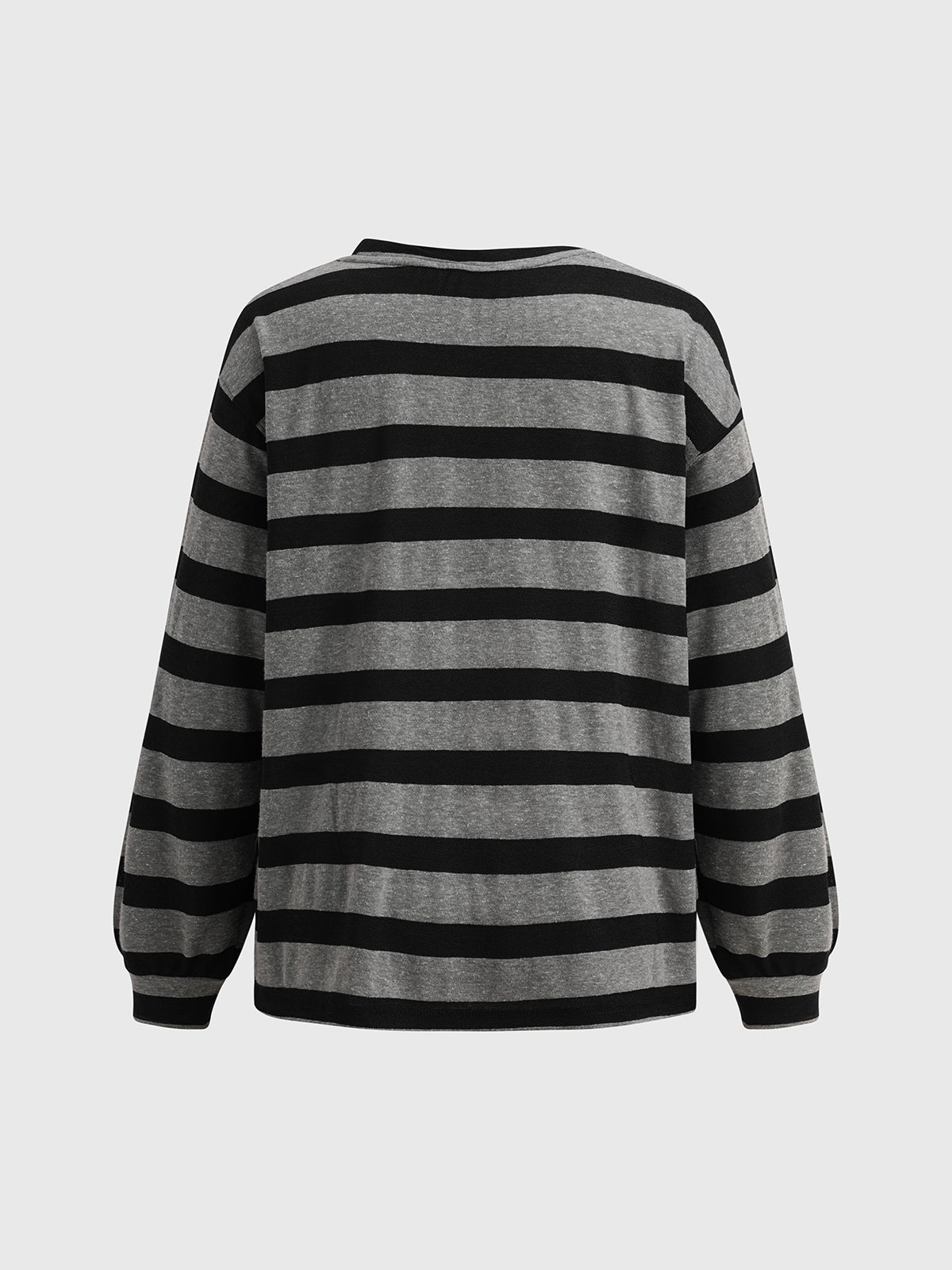 Co-ed Dorm Baggy Stripe Graphic Long Sleeve - Grey/Black