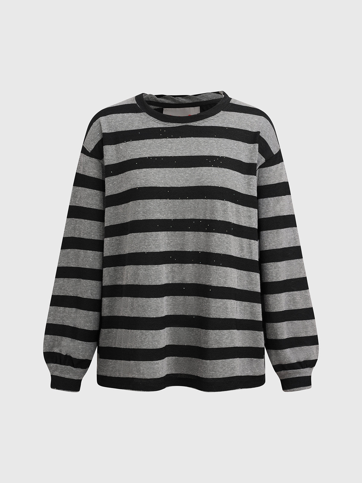 Co-ed Dorm Baggy Stripe Graphic Long Sleeve - Grey/Black