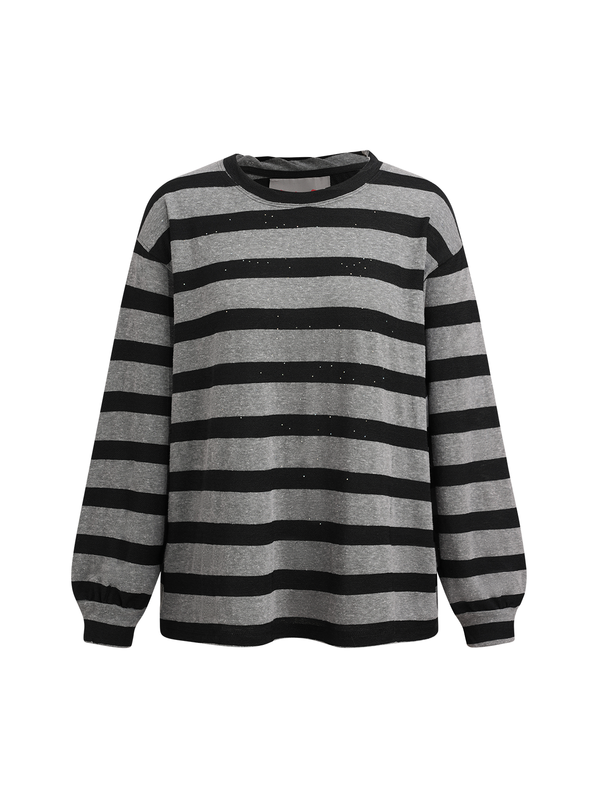 Co-ed Dorm Baggy Stripe Graphic Long Sleeve - Grey/Black