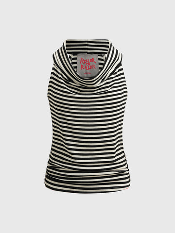 Brick Lane Skimming Psychedelic Stripe Tank - Mono