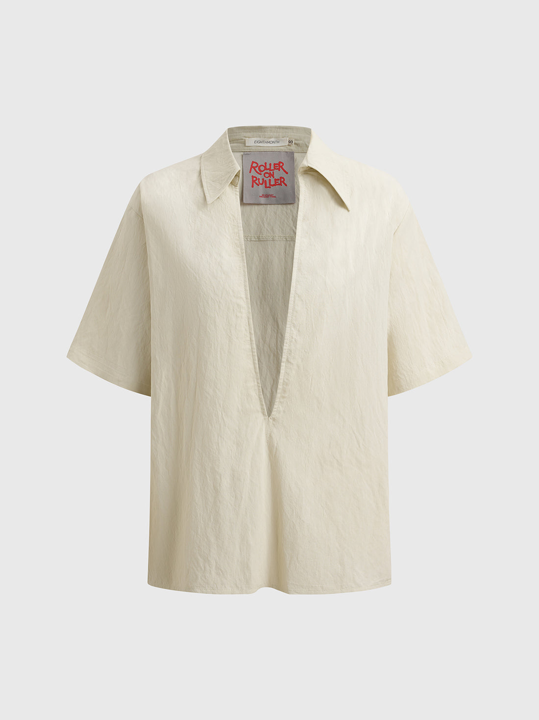 Brick Lane Baggy Vintage Texture Short Sleeve Shirt - Sage