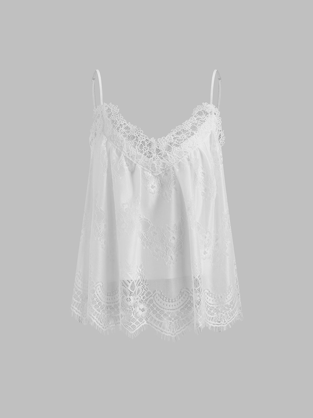 Brick Lane V-neck Lace Detailed Cami Top - White