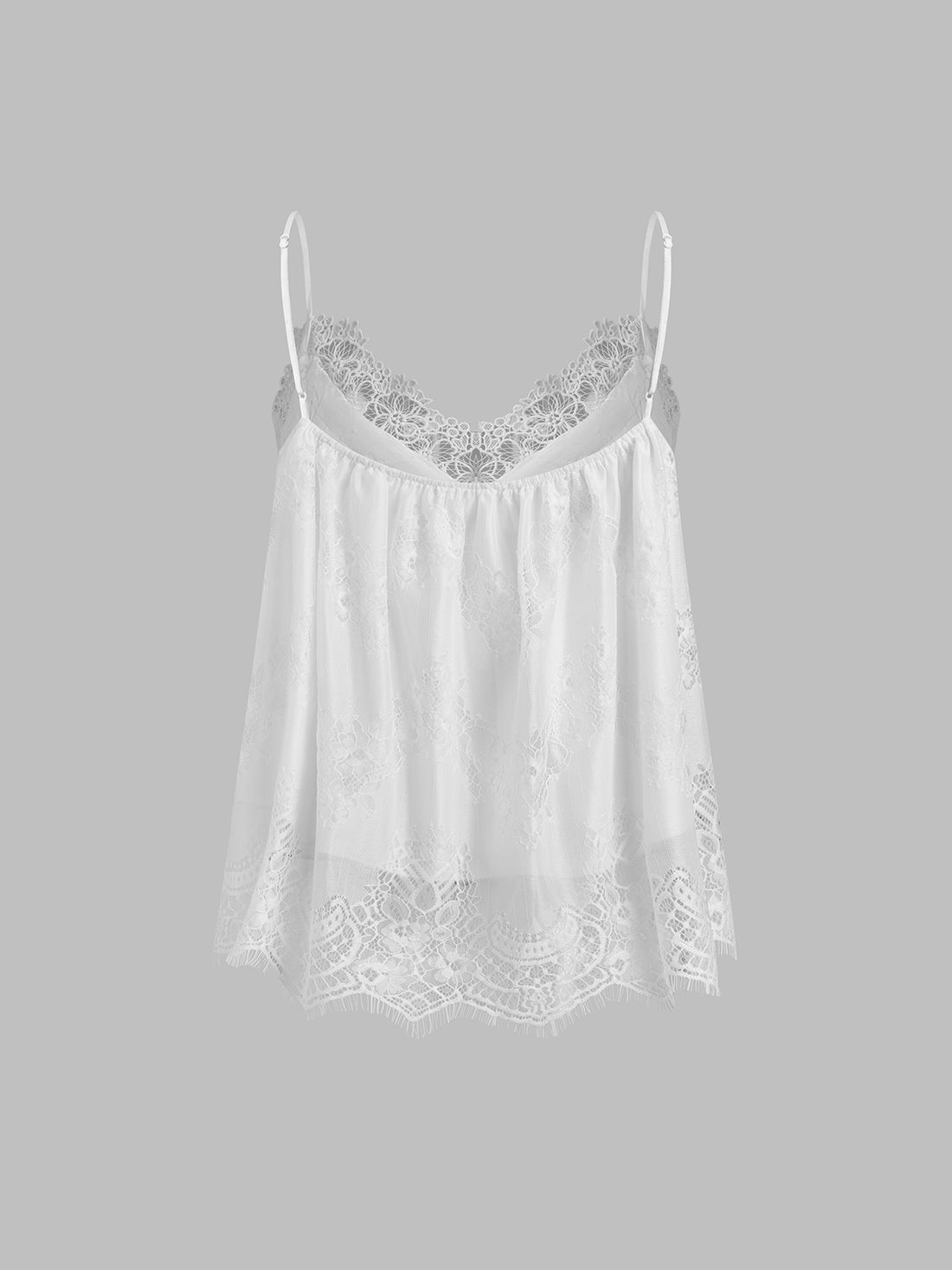 Brick Lane V-neck Lace Detailed Cami Top - White
