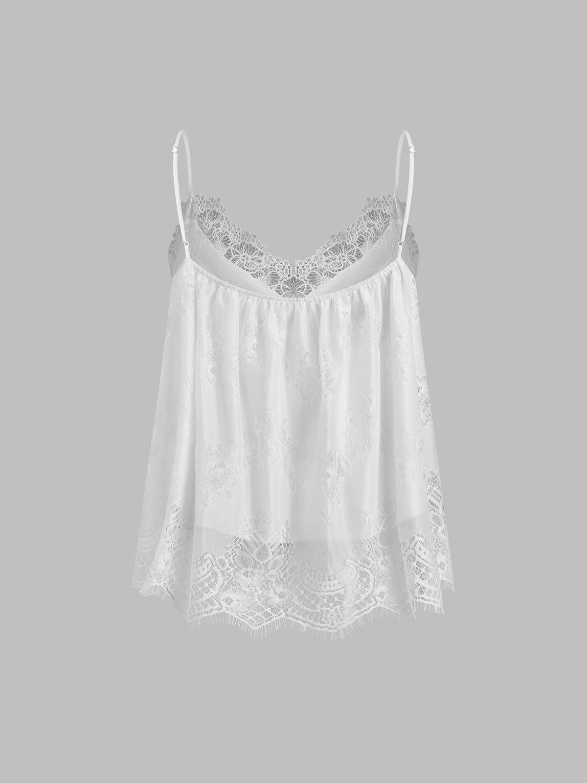 Brick Lane V-neck Lace Detailed Cami Top - White