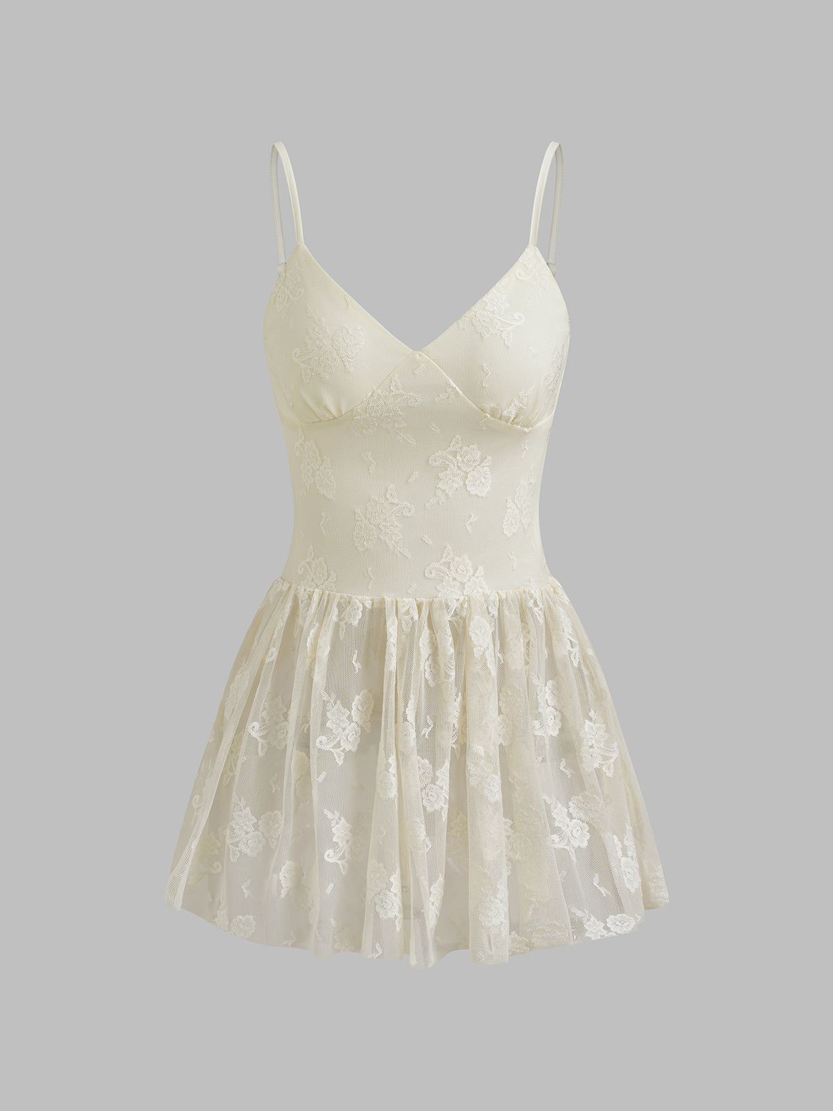Brick Lane Waist-defining Lace Cami Mini Dress - White