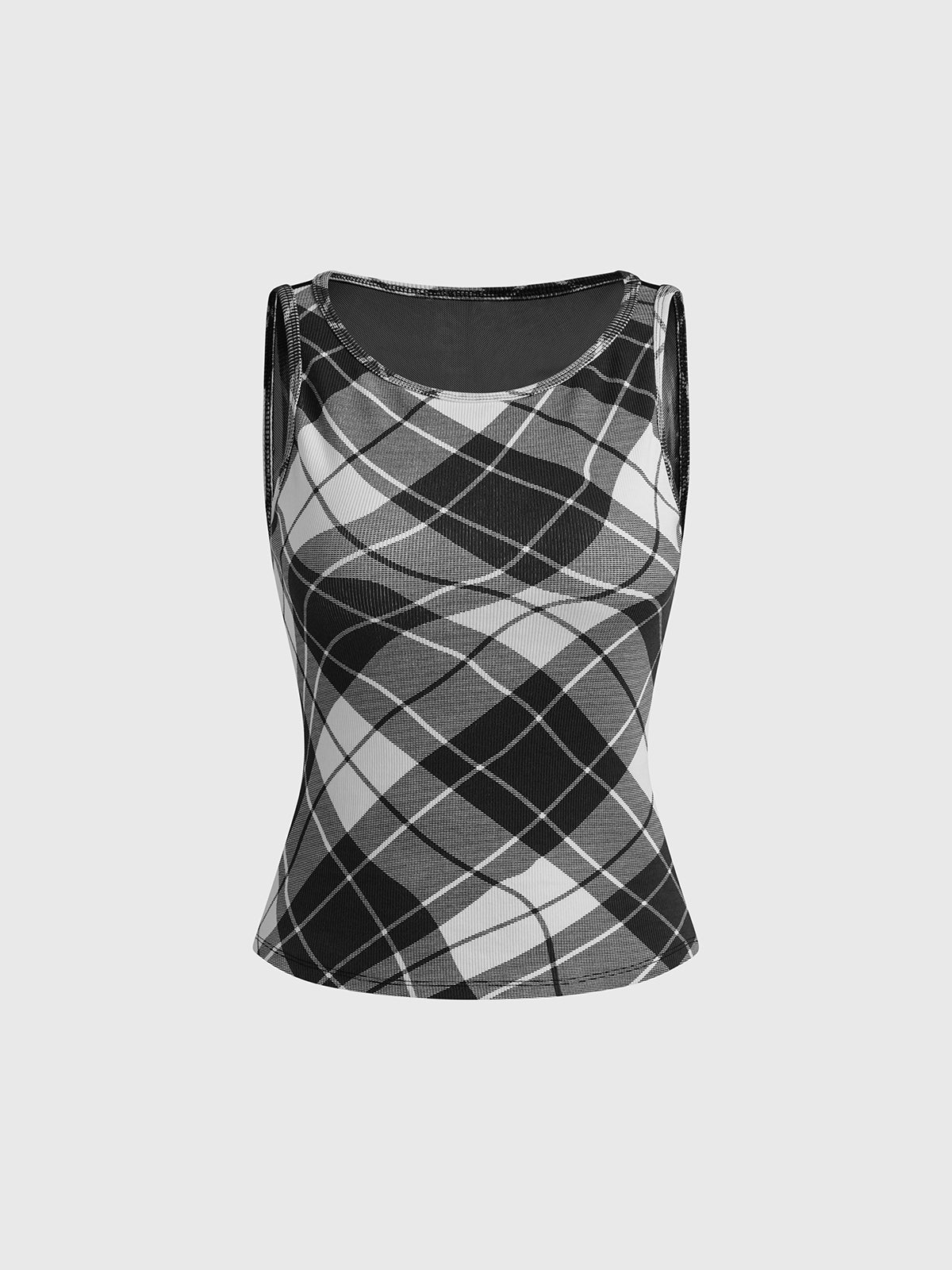 Brick Lane Skimming Sheer Check Plaid Cami - Mono