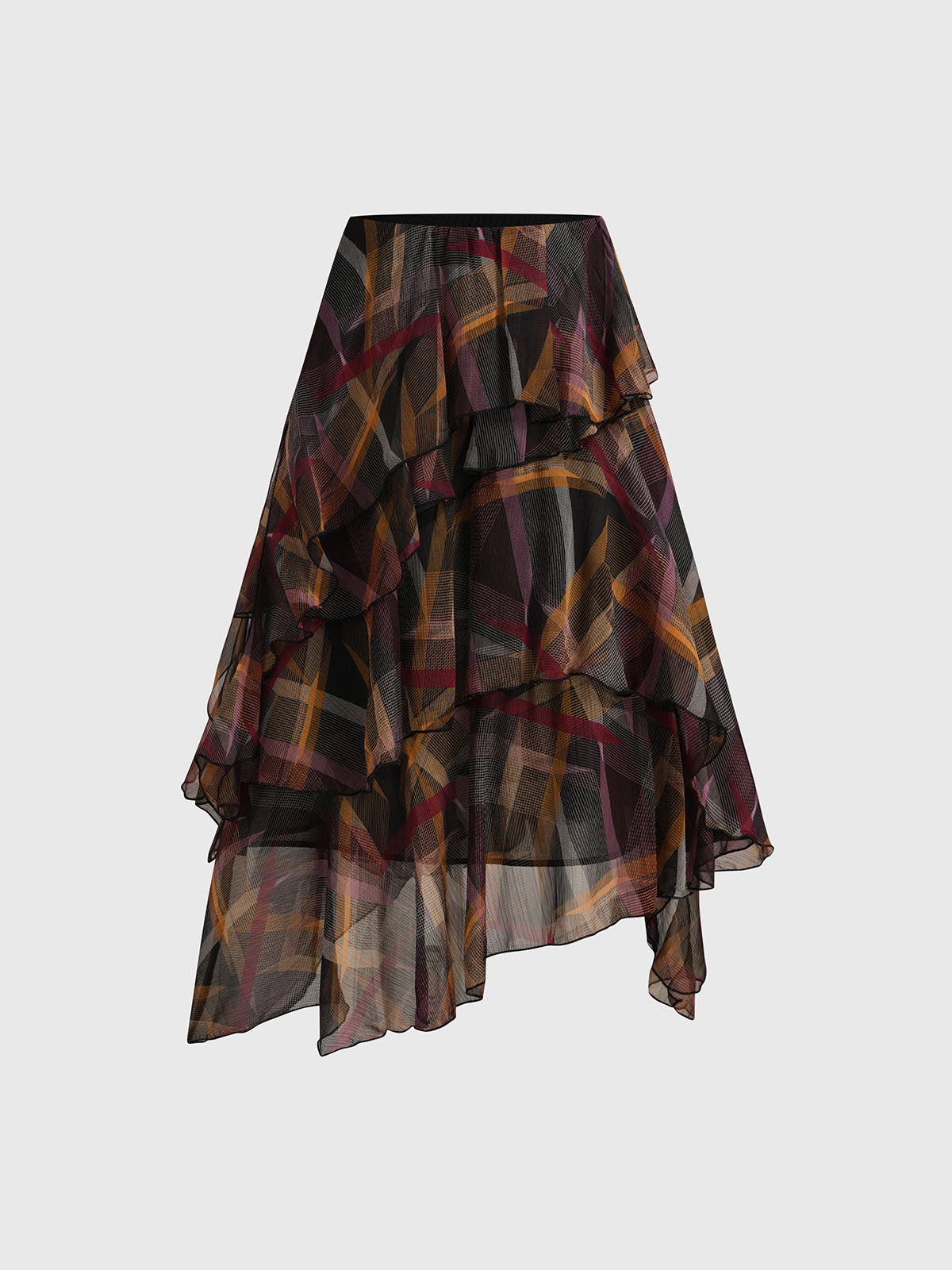 Brick Lane Asymmetric Vintage Floral Ruffled Skirt - Multi