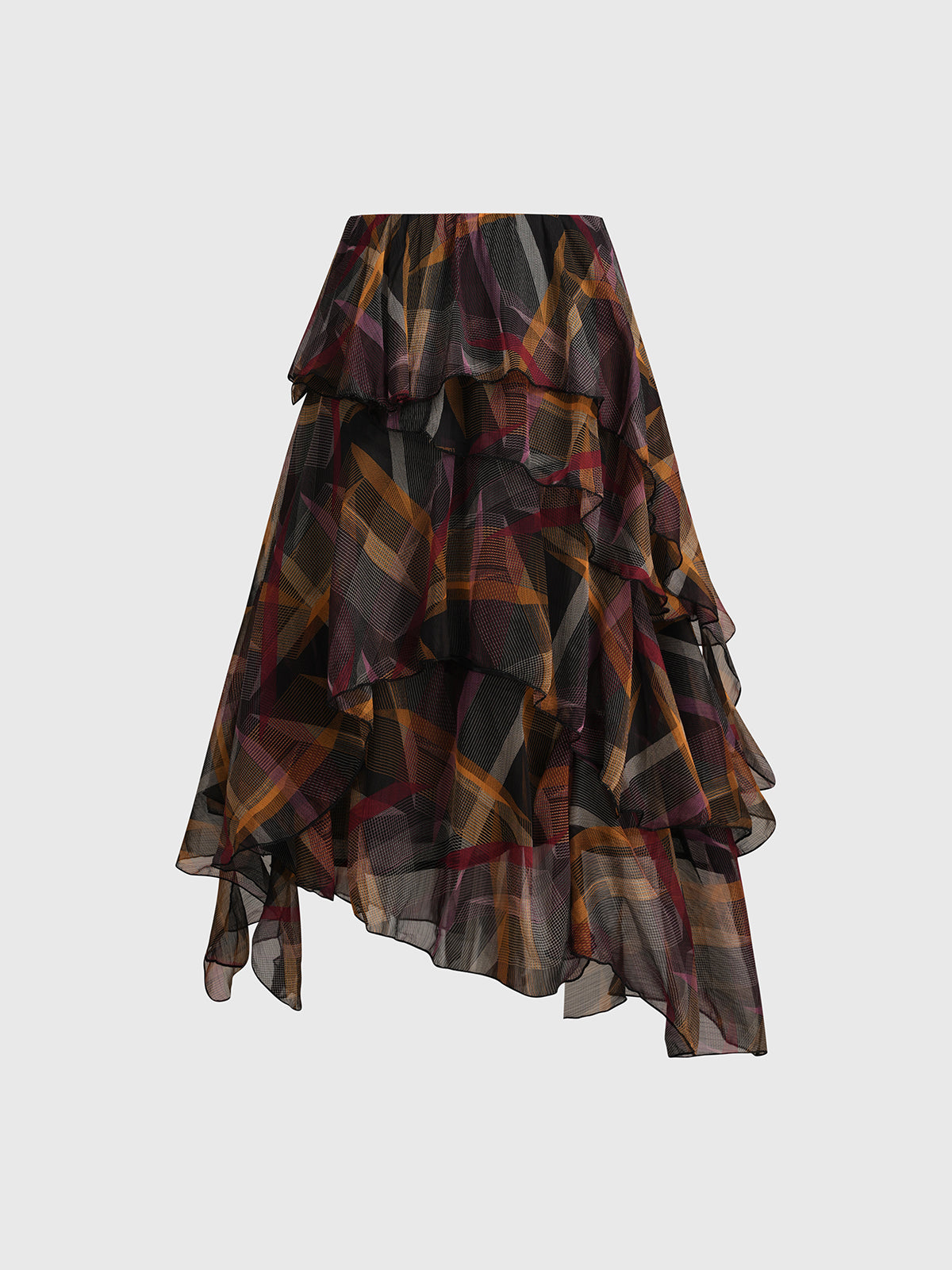 Brick Lane Asymmetric Vintage Floral Ruffled Skirt - Multi