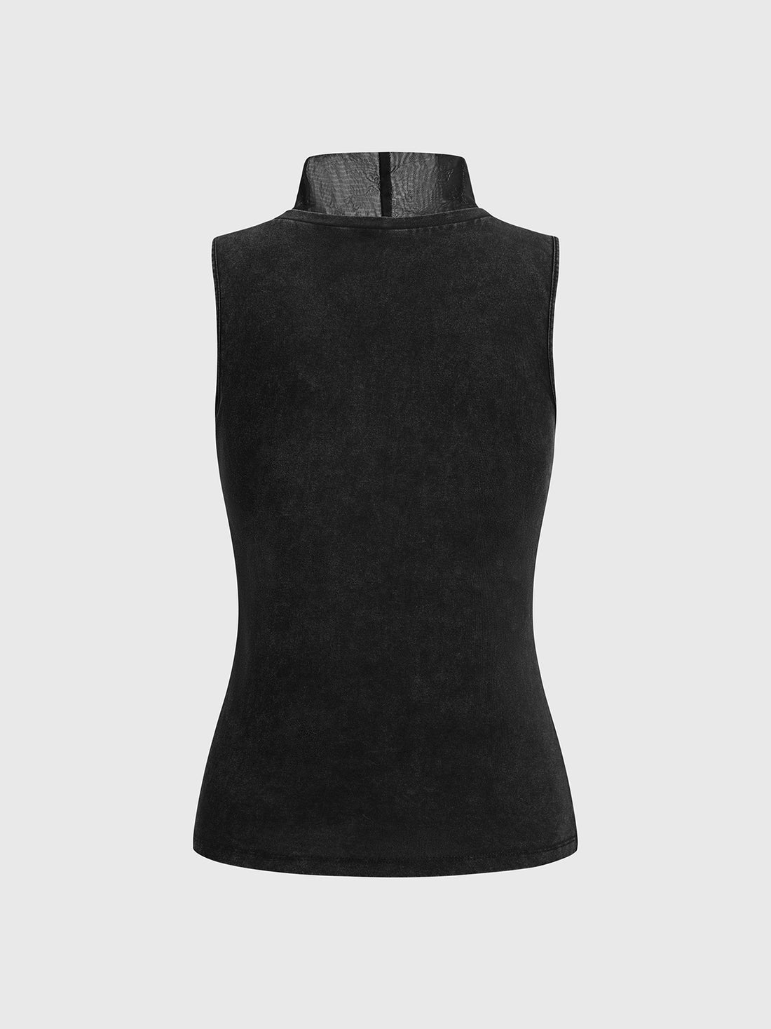 Brick Lane Skimming High Neck Sleeveless Top - Black