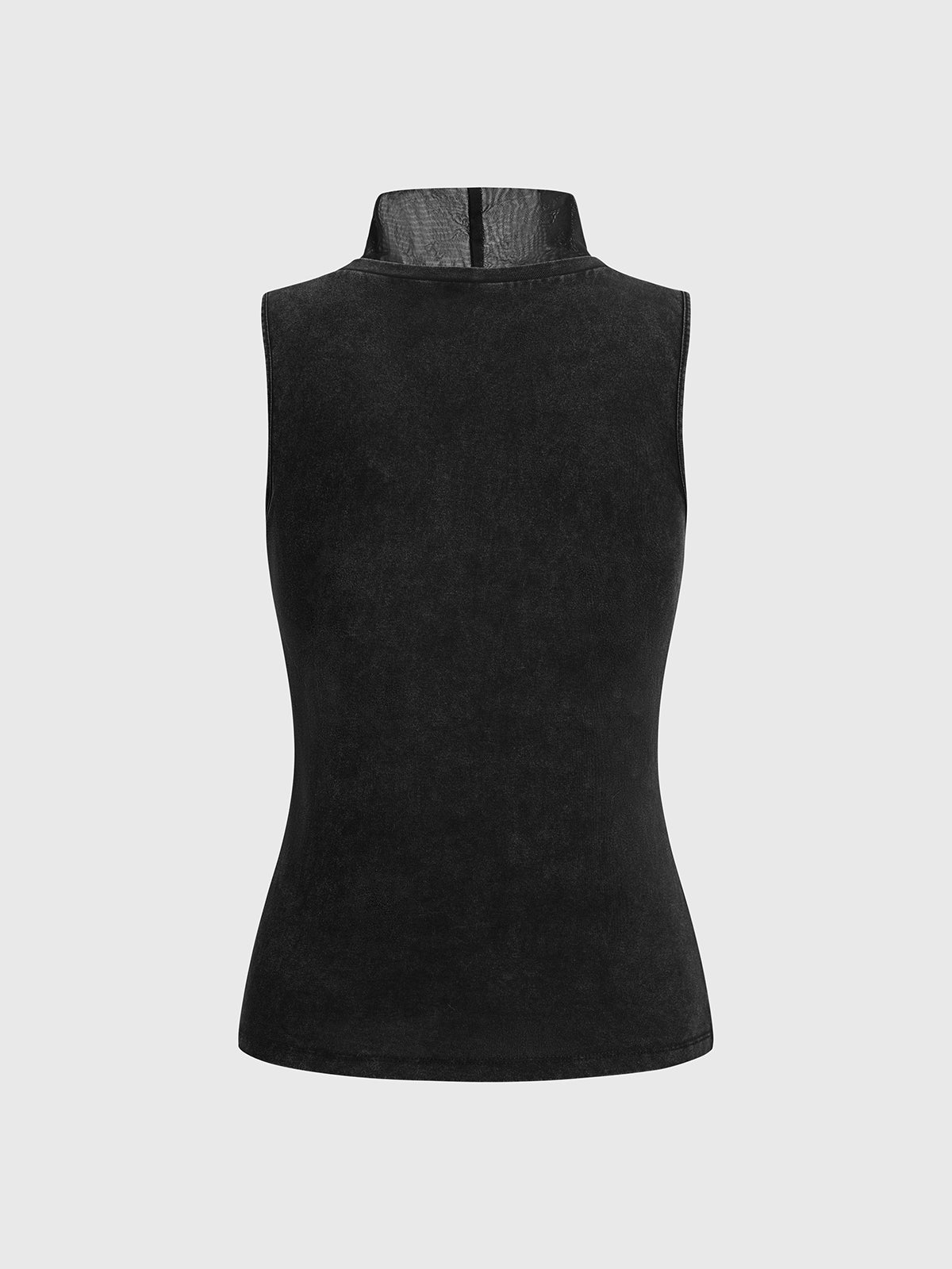 Brick Lane Skimming High Neck Sleeveless Top - Black